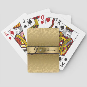 Gold Damask And Heart Playing Cards