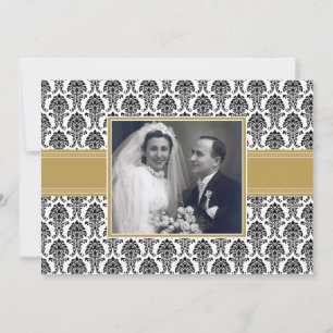 Gold Damask Anniversary Party Invitation
