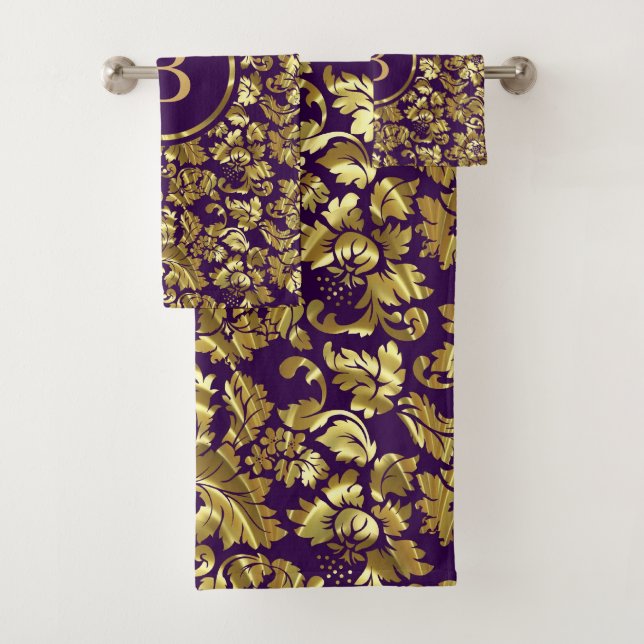 Gold Damask Bath Towel Set (Insitu)