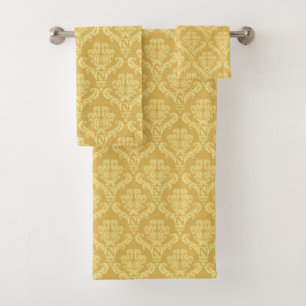 Gold Damask Bathroom Towel Set