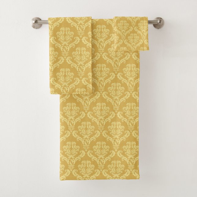Gold Damask Bathroom Towel Set (Insitu)