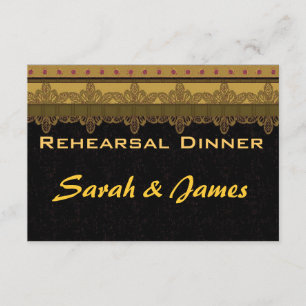 Gold damask brocade Vintage wedding rehearsal Invitation