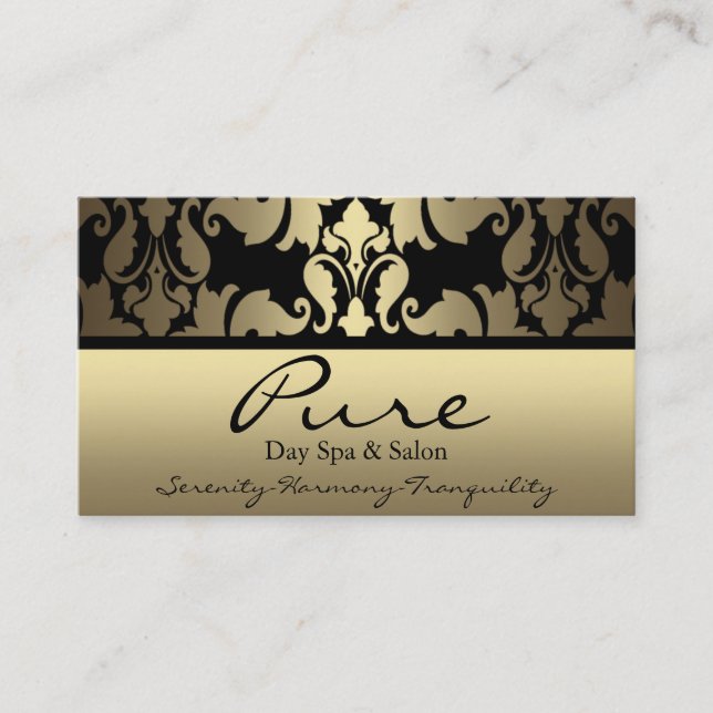 Gold Damask Business Card (Front)