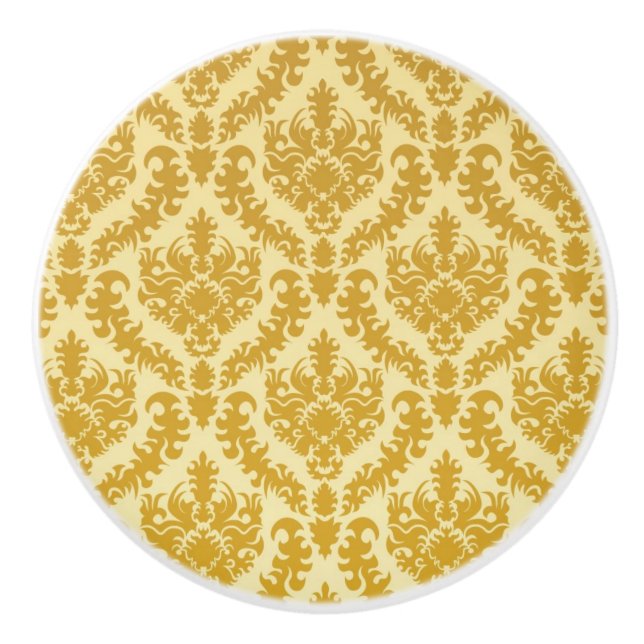 Gold damask ceramic knob (Front)