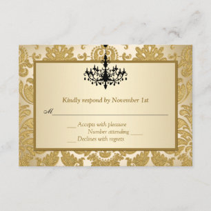 Gold Damask, Chandelier Anniversaire Carte de répo