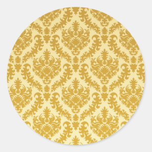 Gold damask classic round sticker