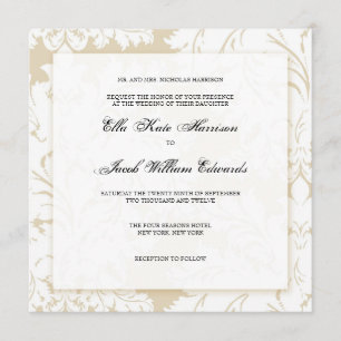 Gold Damask Collection   Wedding Invitation