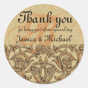 Gold Damask Custom Monogram Wedding Favour Seal