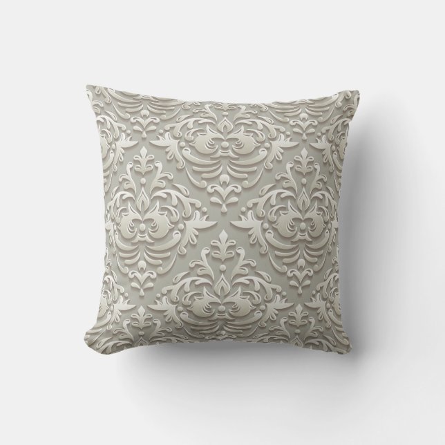 Gold Damask Decorative Pillow (Front)