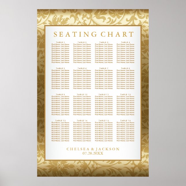 Gold Damask et White - Tableau de sièges (Devant)