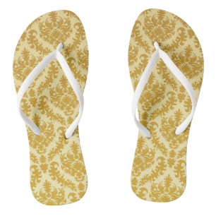 Gold damask flip flops