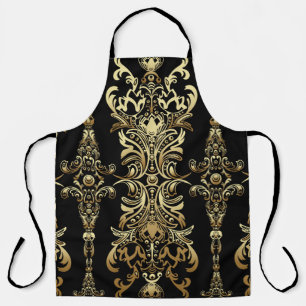 Gold Damask, Floral Arabesque Pattern. Apron