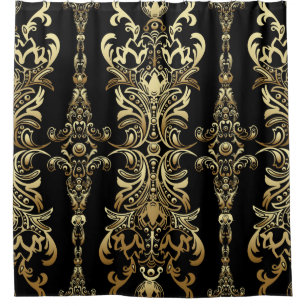 Gold damask floral seamless pattern with arabesque