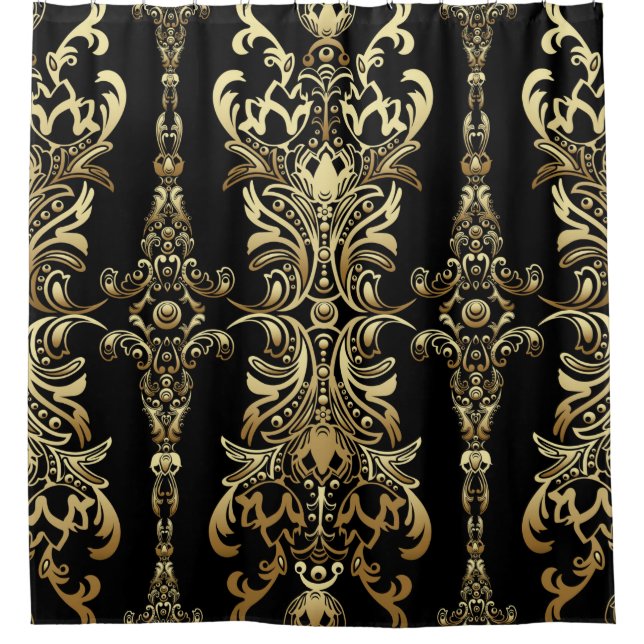 Gold damask floral seamless pattern with arabesque (Front)