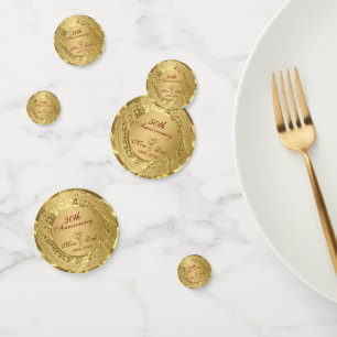Gold Damask & Heart Confetti
