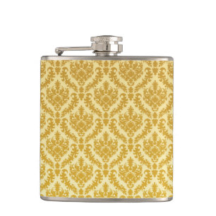 Gold damask hip flask