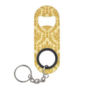 Gold damask keychain bottle opener