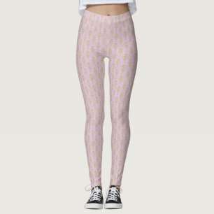 Gold Damask on Lilac Leggings - Easter Yoga Pants