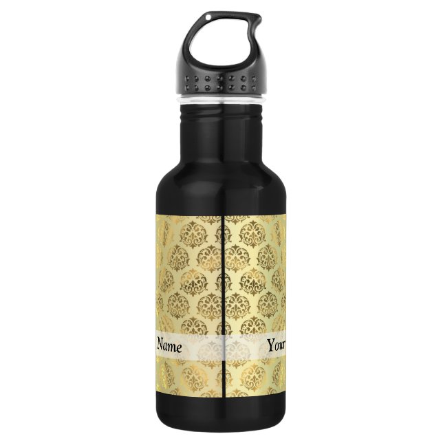 Gold damask pattern 532 ml water bottle (Front)