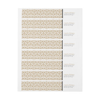 Gold Damask Pattern Graduation Wrap Around Label