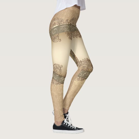 Gold damask pattern shimmer Leggings