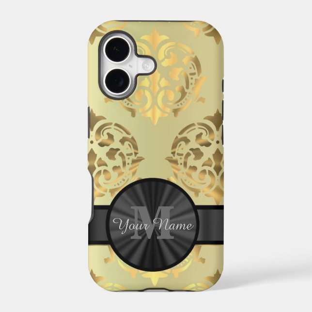 Gold damask personalized monogram (Back)