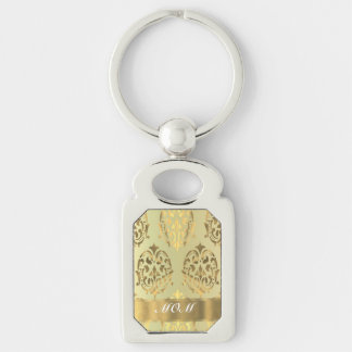 Gold damask personalized mother keychain