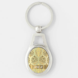 Gold damask personalized mother keychain