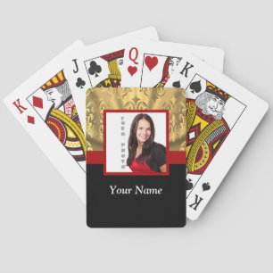 gold damask photo template playing cards