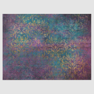 Gold Damask Purple Pink Teal Decoupage Tissue Paper