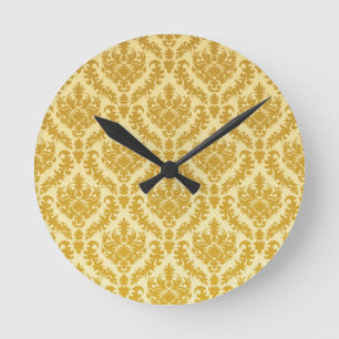 Gold damask round clock
