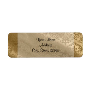 Gold Damask Silk Posh Wedding Label