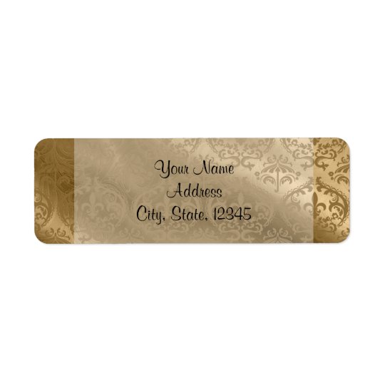 Gold Damask Silk Posh Wedding Label Return Address Label