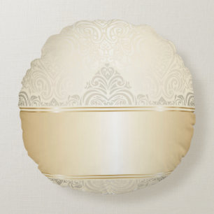 Gold,damask,silver,champagne,elegant,chic,pretty, Round Pillow