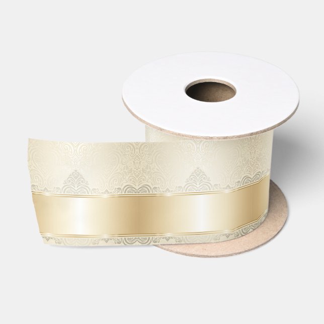 Gold,damask,silver,champagne,elegant,chic,pretty, Satin Ribbon (Spool)