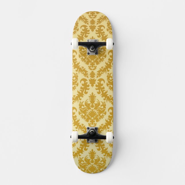 Gold damask skateboard (Front)