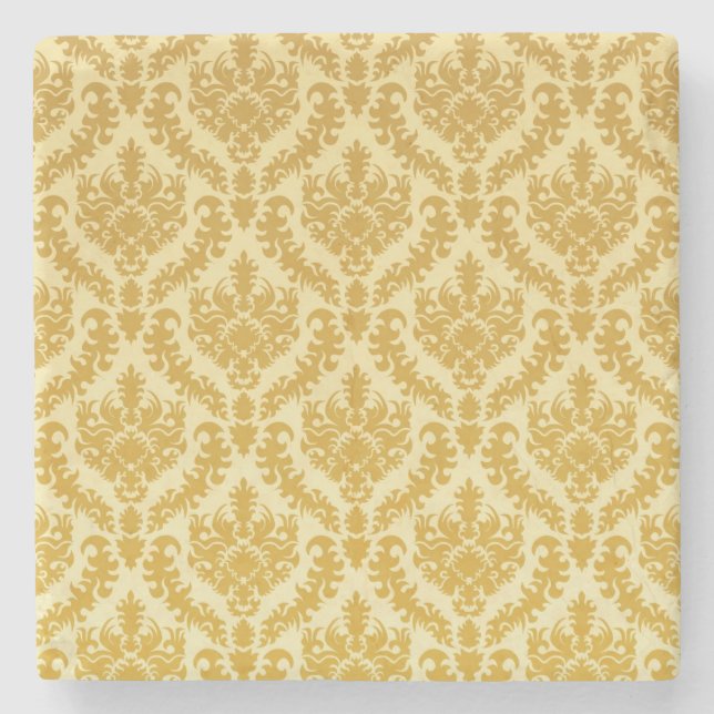 Gold damask stone coaster (Front)