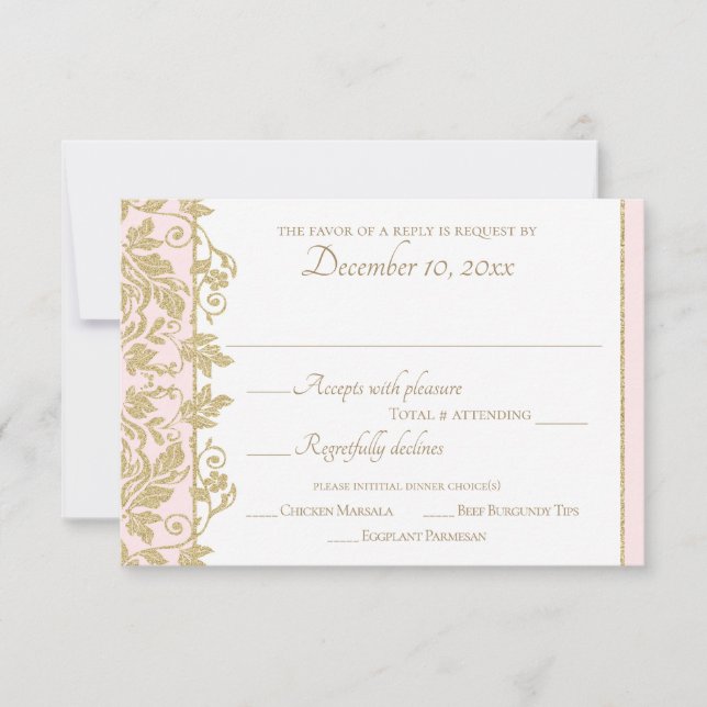 Gold Damask Vine Florale Rose et Gold Réponse (Devant)