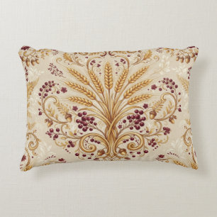 Gold Damask Vintage Floral Pattern Design Accent Pillow