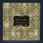 Gold Damask Wedding Scrapbook Binder<br><div class="desc">Ornate chalkboard grey and gold damask wedding scrapbook binder. Graphics of a black plaque, on the front, with a golden flourish on the bottom, has golden yellow text ready to personalize. Add all your clippings and pictures of your favourite things, from flowers, to dresses, to this great binder so you...</div>