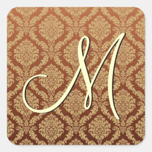 GOLD Damask Wedding Square Sticker