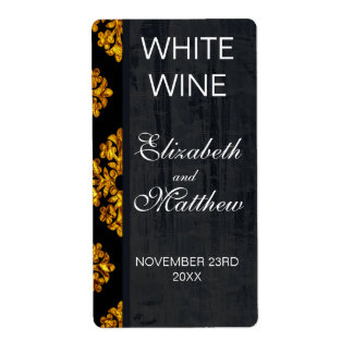 Gold Damask Wedding Wine Labels