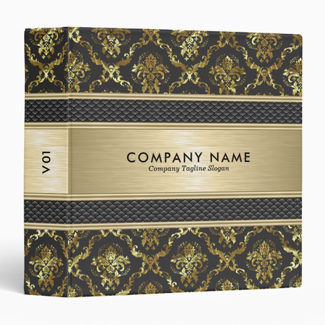 Gold Damasks & Metallic Background Binder (Front/Spine)