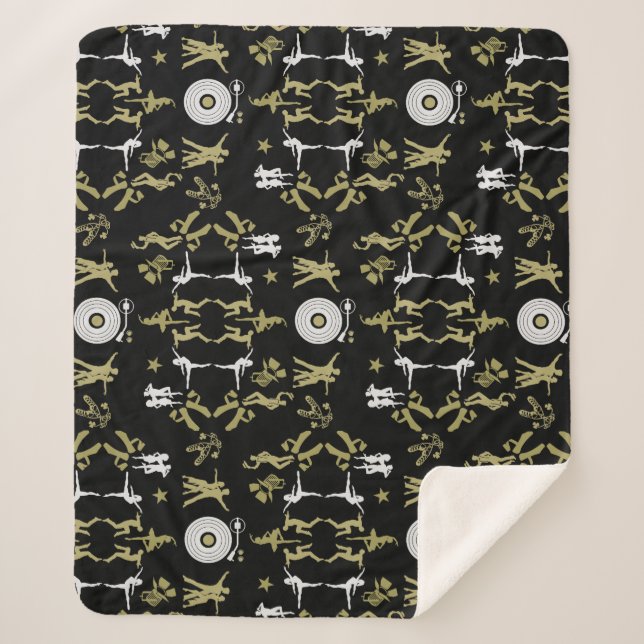 Gold Dancer Patterned Home Decor Sherpa Blanket (Front)
