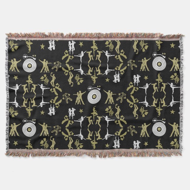 Gold Dancer Patterned Home Decor Throw Blanket (Front)