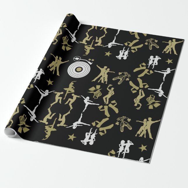 Gold Dancer Patterned Home Decor Wrapping Paper (Unrolled)