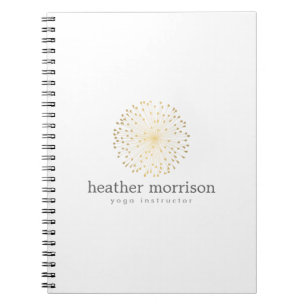 GOLD DANDELION STARBURST LOGO on WHITE Notebook