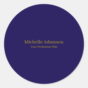 Gold & Dark Blue Color Professional Plain Modern Classic Round Sticker
