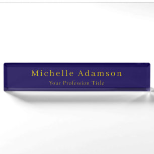 Gold & Dark Blue Color Professional Plain Modern Nameplate