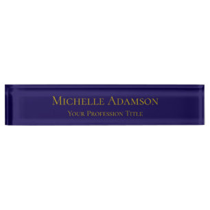 Gold & Dark Blue Color Professional Plain Modern Nameplate